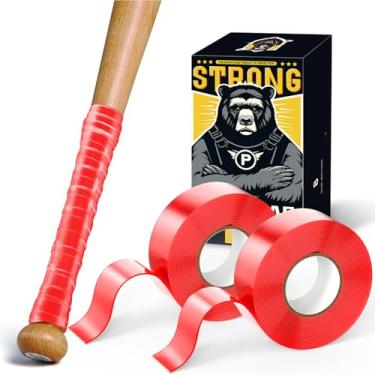Imagem de PHIXBEAR Fita adesiva vermelha para taco de beisebol, 1,1 mm, 2 rolos - Fita multiesportiva para golfe, tênis, softball, hóquei, silicone autofundível aprimorado para tração confiável e absorção de