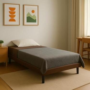 Imagem de Base Cama Box Solteiro Dobrável Bipartido Moderna e Decorativa para Quarto - Kazza Shop (Marrom)