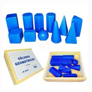 Imagem de Sólidos Geométricos 11 Peças em Madeira Brinquedo Educativo Pedagógico