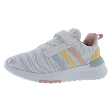 Imagem de adidas Tênis infantil unissex Racer TR21, Branco/Blush/Sun, 10.5 Little Kid