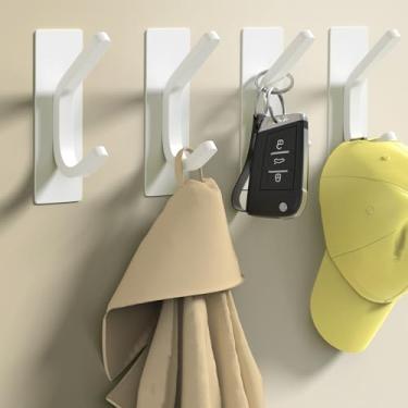 Imagem de VINHOLD Ganchos autoadesivos resistentes, ganchos de parede de aço inoxidável para pendurar casacos, toalhas, chapéus, chaves, ganchos de porta pegajosos, ganchos de toalha para banheiro, quarto