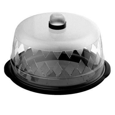 Imagem de Queijeira de Plástico com tampa Preta 18 x 16,5 x 10 cm atóxico e livr