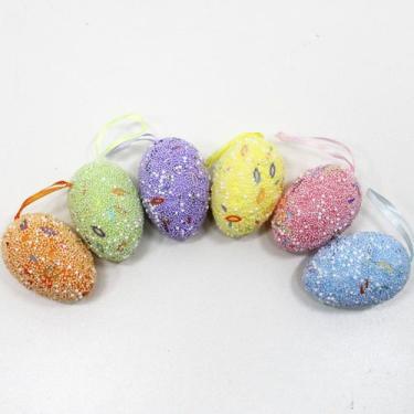 Imagem de Kit 20 Ovos Pendentes De Páscoa Coloridos Enfeite Decorativo - Genéric