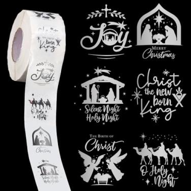 Imagem de AnyDesign 1000 pçs adesivos de Natal transparentes rolo folha prata presépio adesivos de natal natal inverno feriado adesivos adesivos adesivos para envelope cartão de convite decoração de presente, 6