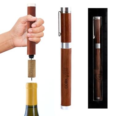 Imagem de Cork Genius Wine Pen Pro, acabamento de madeira, abridor de garrafa com bomba de ar, abridor compacto manual com pressão de ar, presente de Natal ou feriado para amantes de vinho, garçons ou garçons