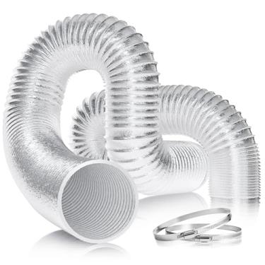 Imagem de VIVOSUN Duto de alumínio de ar flexível de 20,3 cm, mangueira de ventilação do secador para ventilação HVAC, escapamento, sistemas de ventilador de duto, duto de ar flexível prateado com 2 braçadeiras