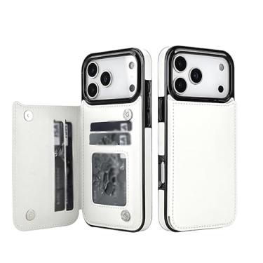 Imagem de LYJSMGZ Capa com suporte de cartão para Iphone17pro Max/17/17Pro/17Air, suporte oculto 2 em 1, compartimentos traseiros magnéticos, capa de telefone à prova de choque, branca, 17Pro
