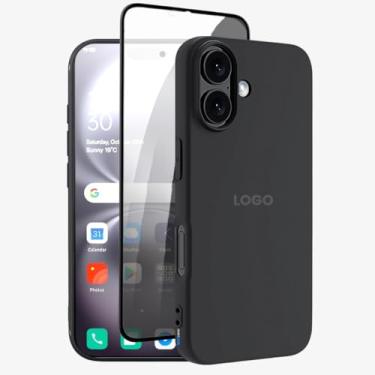 Imagem de Kit Capa Capinha Case Proteção Premium Preta Anti Impactos + Película de Privacidade (iPhone 16)