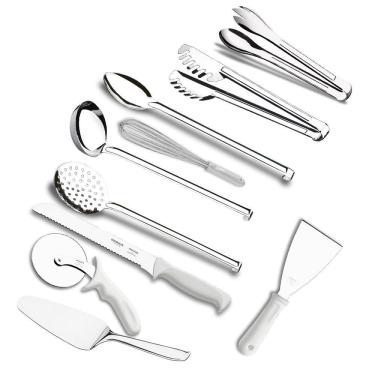 Imagem de Kit Essencial Utensílios de Cozinha Brinox 10 Peças Aço Inox