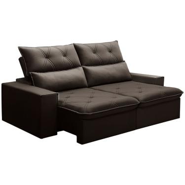 Imagem de Sofá Retrátil Reclinável Para Sala 3 Lugares 210cm Aires F04 Veludo Marrom Escuro - Lyam Decor