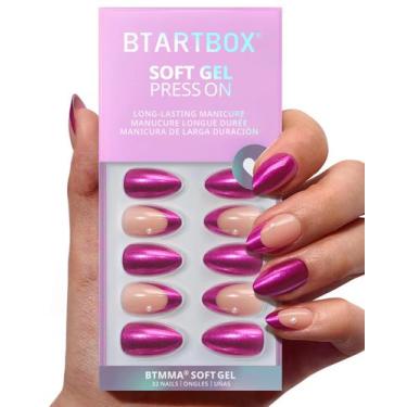 Imagem de Press On Nails Bartbox Purple Chrome Ammond French Tip - BTArtbox