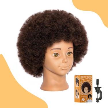 Imagem de Boneca africana com cabeça de manequim com cabelo 100% humano - headdo