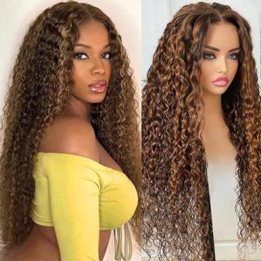 Imagem de Peruca ADESORAES Honey Blonde Water Wave 66 cm de cabelo humano