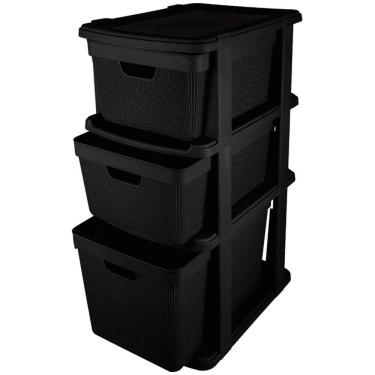 Imagem de Gaveteiro Juta 3 Gavetas 22L/15 Preto 30x42x67 cm