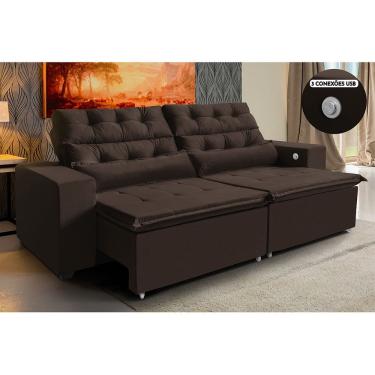 Imagem de Sofá América 2,52 m 3 Lugares Tecnologia Carregamento 3 portas USB Retrátil e Reclinável - WS ESTOFADOS