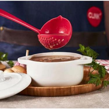 Imagem de Concha Escumadeira Vermelha Com Bico Para Feijão 2x1 CK - CLINK