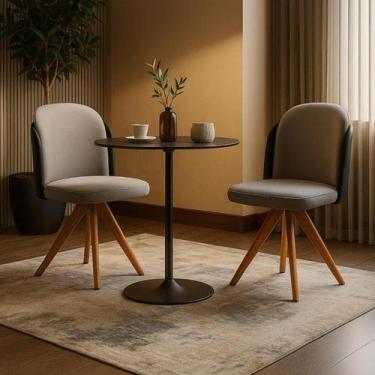 Imagem de Kit com 2 Cadeiras Giratórias em Madeira Maciça Cor Mel Luma - Exclusi