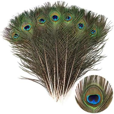 Imagem de Plumas de pavo real THARAHT 24 piezas largas naturales 40-45 cm para m