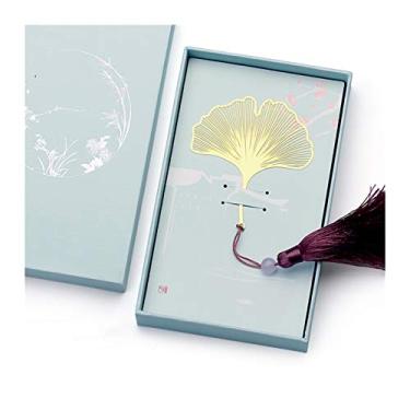 Imagem de Marcador de livro de metal folha de ginkgo caixa de presente dourado oco requintado marcador de livro com borla, adequado para mulheres, meninas, crianças, leitoras, escritores, etc. Marcador de