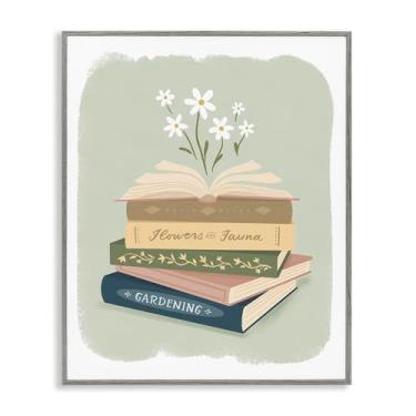 Imagem de Stupell Industries Open Book Stack Gardening Theme Gray Framed Giclee Art, design por Sandra Picco, 76 x 61 cm