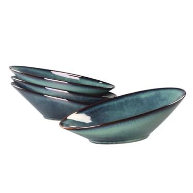 Imagem de LIUYWYHCF Prato de salada de cerâmica – Conjunto de 4 pratos de massa para entretenimento, pratos modernos de cozinha para jantar, frutas, salada, bandejas de servir