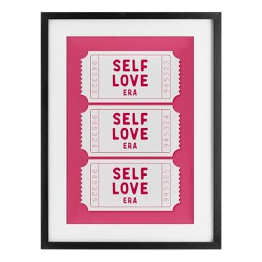Imagem de Stupell Industries Self Love Era Tickets Impressão emoldurada preta sob vidro, design por Lettered and Lined, 23 x 17