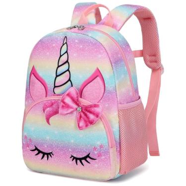 Imagem de Mochila Escolar Infantil 25cm Octsky Unicónio para Crianças, Rosa