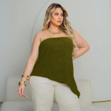 Imagem de Blusa Plus Size Verão Fresquinha Assimétrica Sem Alça Soltinha Festa E