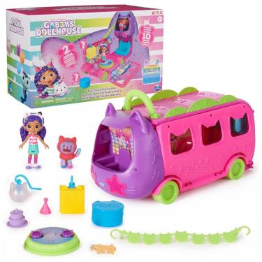 Imagem de Ônibus de Festa da Gabby`s Dollhouse, Playset Transformável com Boneca DJ Gabby Catnip e Acessórios de Casa de Bonecas, Brinquedos para