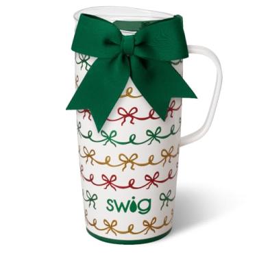 Imagem de Swig Life Caneca de viagem de 623 g, copo isolado com alça e tampa, caneca de café de viagem, compatível com porta-copos, copo de aço inoxidável de 623 g, reutilizável isolado com tampa (laços de