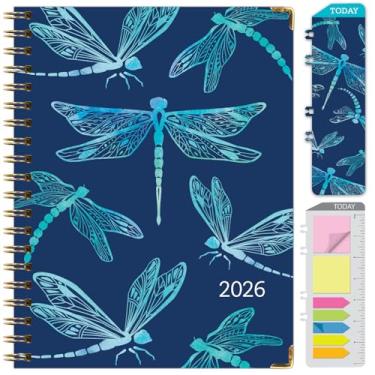 Imagem de Agenda Hardcover 2026, 21,6 cm x 28 cm: 14 meses (novembro de 2025 a dezembro de 2026), agenda mensal diária, agenda anual, marcador de livro, pasta de bolso e conjunto de notas adesivas (libélulas)