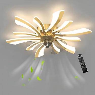 Imagem de Ventilador de teto com iluminação e controle remoto, silencioso, ventilador de teto com luz LED, plafon com ventilador para quarto, sala, 6 velocidades, reversível, 3000K-6500K regulável