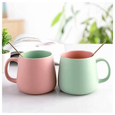 Imagem de GRFIT Caneca Uma caneca de estilo pastoral fresca adequada para casais, uma nova xícara de café para sala de estar, xícara de leite, adequada para café/leite/chá de leite/530 ml (conjunto de 2 peças