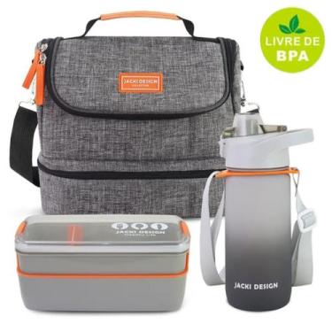 Imagem de Kit Bolsa Térmica Lancheira Necessaire Marmita Lanche Garrafa Squeeze 