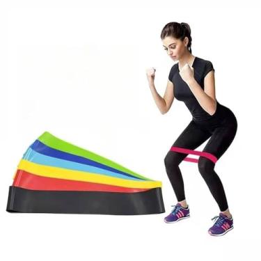 Imagem de Mini Band Faixa Elástica Exercício Pilates Yoga Fitness Fisioterapia –5 Intensidades(KIT 5 PCS)