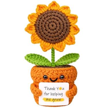 Imagem de MuMyer Girassol de crochê positivo feito à mão, boneca de girassol de tricô de lã - nunca se esqueça da diferença que você faz - presente positivo para mulheres, amigas, colegas de trabalho - Dia das