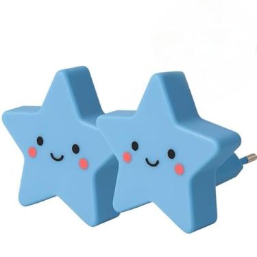 Imagem de Luz Noturna e Luminaria de Tomada Estrela - Kit 2 Peças LED para Quarto e Decoração (KIT2-AZUL)