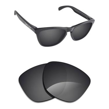 Imagem de Alphax Lentes de reposição Stealth pretas não polarizadas para óculos de sol Oakley Frogskins OO9013