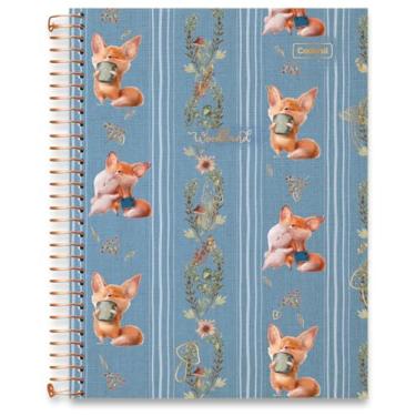 Imagem de Caderno Universitário Cadersil 1 matéria Estampa Woodland – 80 Folhas – Capa Dura – Espiral e Hot stamping dourado, Ideal para Escola ou Faculdade.