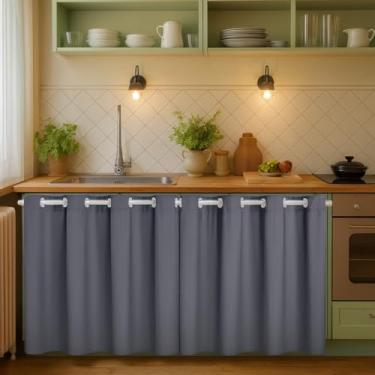 Imagem de Cortina de PVC para Pia de Cozinha Impermeável Proteção Contra Água e Gordura 1,40x0,80 e 2,80x1,40 (Cinza, 1,40 m x 0,80m)