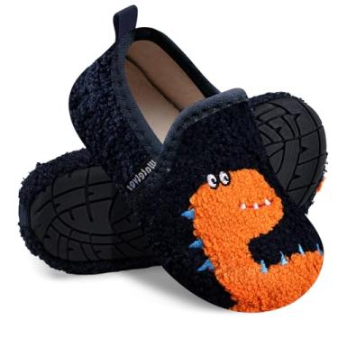 Imagem de WateLves Pantufas infantis para meninos e meninas, para casa, sem cadarço, leves, para inverno, ambientes internos e externos, Dinossauro, 12.5-13 Little Kid
