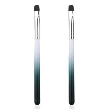 Imagem de lasuroa 2pçs Escova Limpeza Unhas, Profissional Pincel para Design Unhas com Cabeça Chata Caneta Removedora Esmalte em Gel para Pintar & Corrigir Erros nas Cutículas