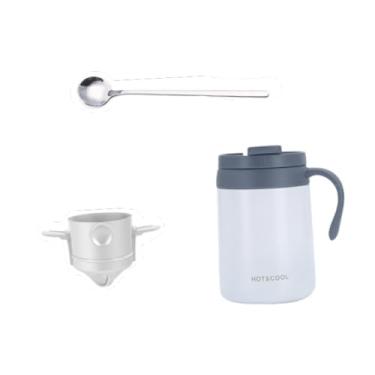Imagem de Fxzqgnh Conjunto de Cafeteira com Isolamento Térmico E Gotejador, Manual, Ideal para Viagens, Cafeteira de aço Inoxidável para Piqueniques E Caminhadas, Branco