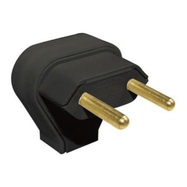 Imagem de Plugue Macho 2 Pinos Fame Pequeno 10A Lateral 90 Preto