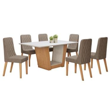 Imagem de Conjunto Sala de Jantar 6 Lugares Retangular Tampo MDF Mesa Apogeu com