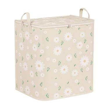 Imagem de DimyFew Saco de armazenamento de roupas, bolsa de mudança para organizador de economia de espaço, recipiente de armazenamento, caixa para embalar colchas, Margarida Bege