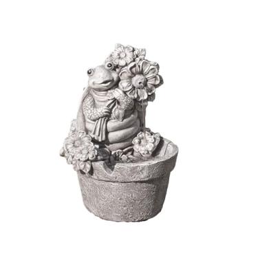 Imagem de Roman Fonte de jardim de tartaruga de 28 cm – Recurso de água ao ar livre Pudgy Pals, estátua de quintal peculiar, decoração de tartaruga de resina para pátio, gramado, paisagismo de jardim