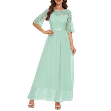 Imagem de Vestido de dama de honra Wedtrend WT0314-PeaGreenl Floral Lace