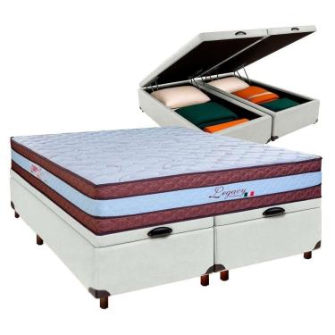 Imagem de Conjunto Cama Box Bau Blindado Queen + Colchão Molas Ensacadas Legaccy Paropas