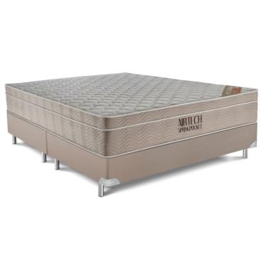 Imagem de Cama Box Queen (158x198) + Colchão Ortobom Airtech Molas Pocket Bege-marrom Poket Bge - Marr
